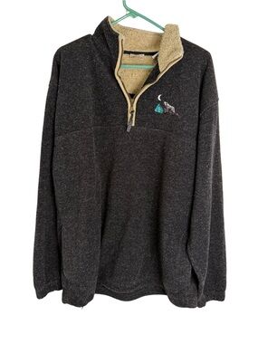 Habitat Dark Gray Long Sleeve 1/4 Zip Fleece Sweater Size Large